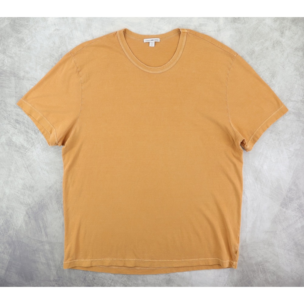 James Perse T-Shirt Mens Size 4 Mustard Yellow Crew Neck Short Sleeve USA